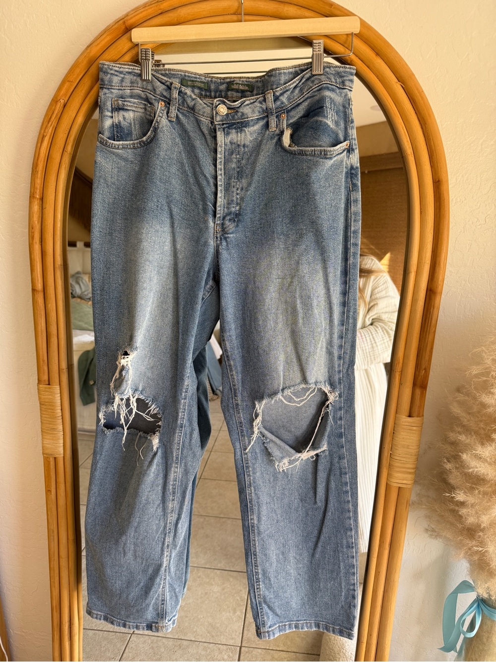 wild fable Distressed Light Blue Straight Jeans